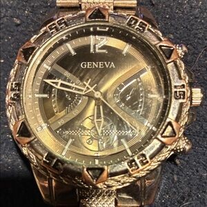 Geneva Men's Gold and Silver Chronograph Watch